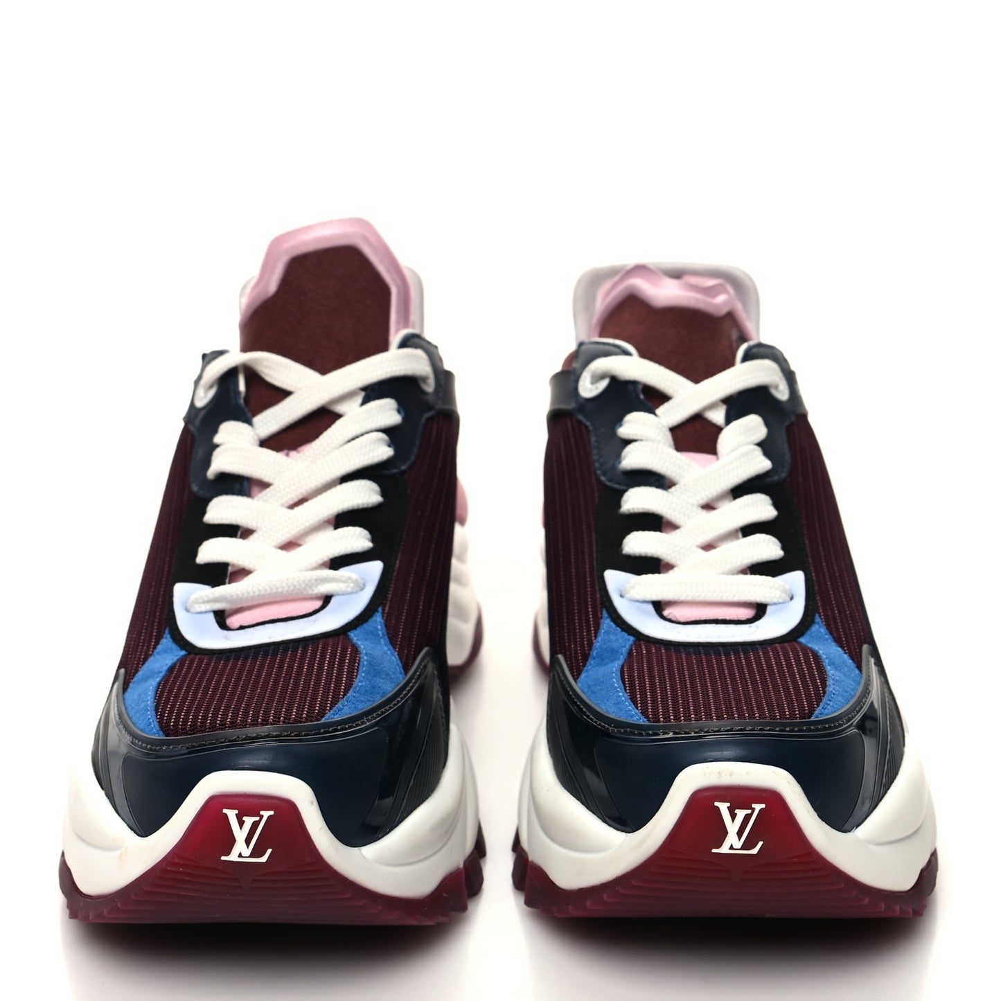 Mix Materials Suede Calfskin Run 55 Sneakers 37 Burgundy