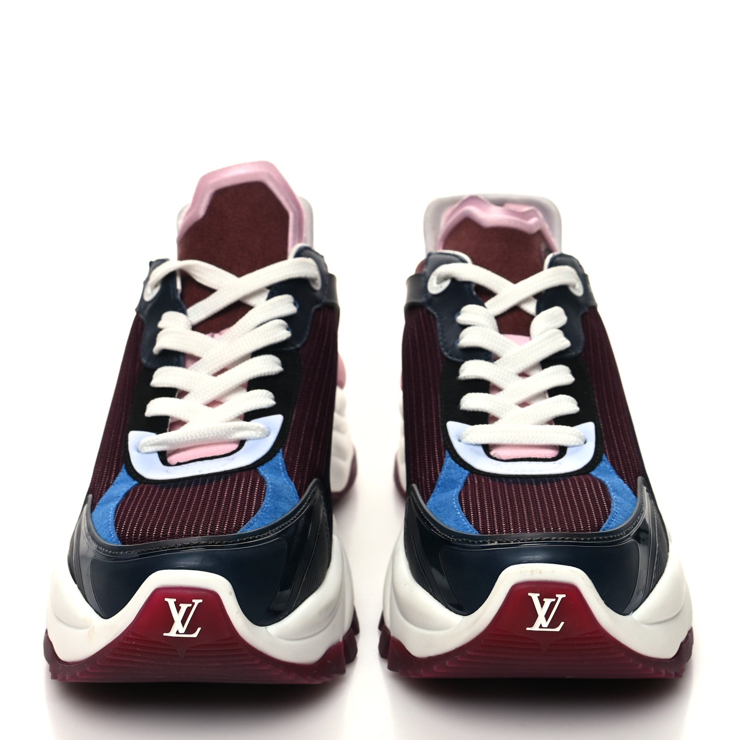 Louis Vuitton Mix Materials Suede Calfskin Run 55 Sneakers 37 Burgundy 2 of 8