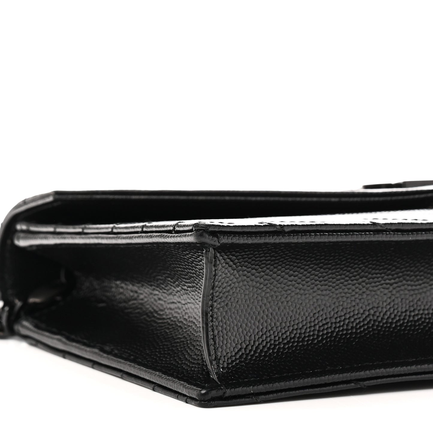 Grain De Poudre Matelasse Chevron Monogram Monochrome Envelope Chain Wallet Black