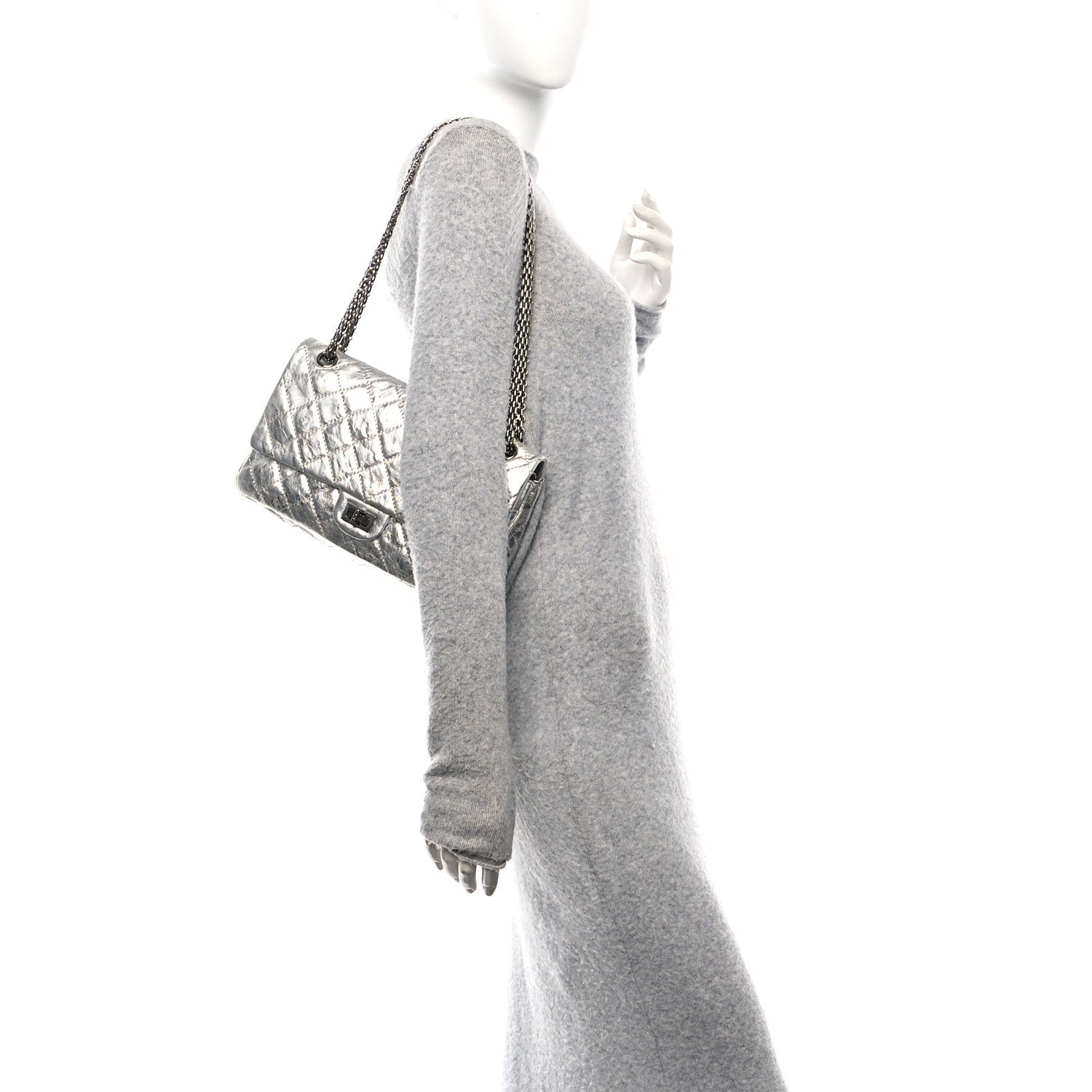 Chanel Metallic Aged Calfskin Quilted 2.55 Reissue 226 Flap Silver 3 of 19
