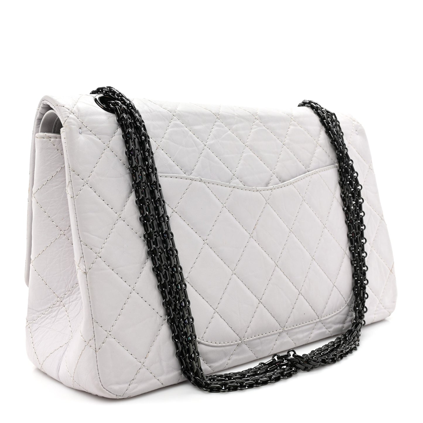 Aged Calfskin Quilted 2.55 Reissue 227 Flap White