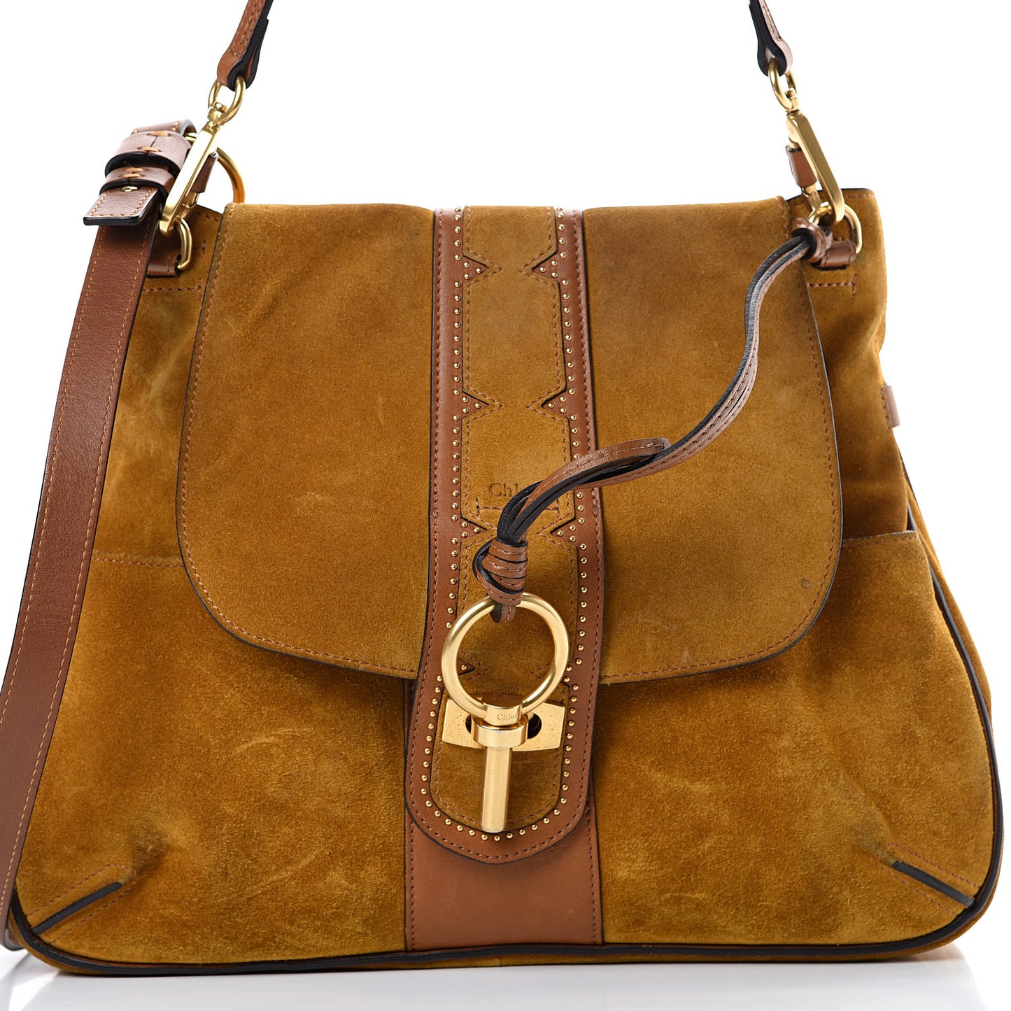 Suede Medium Lexa Shoulder Bag Mustard Brown
