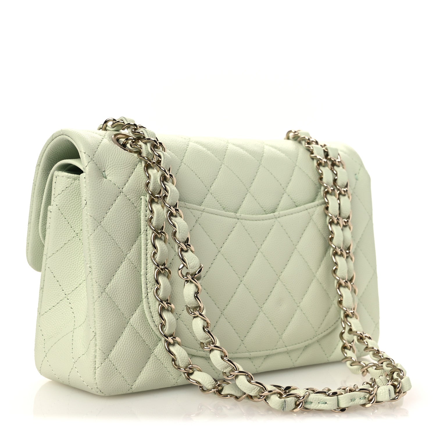 Chanel Caviar Quilted Small Double Flap Light Green 3 of 10