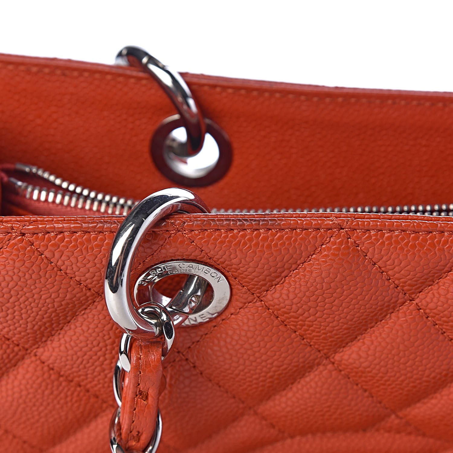 Chanel Caviar Quilted Grand Shopping Tote GST Orange 10 of 19