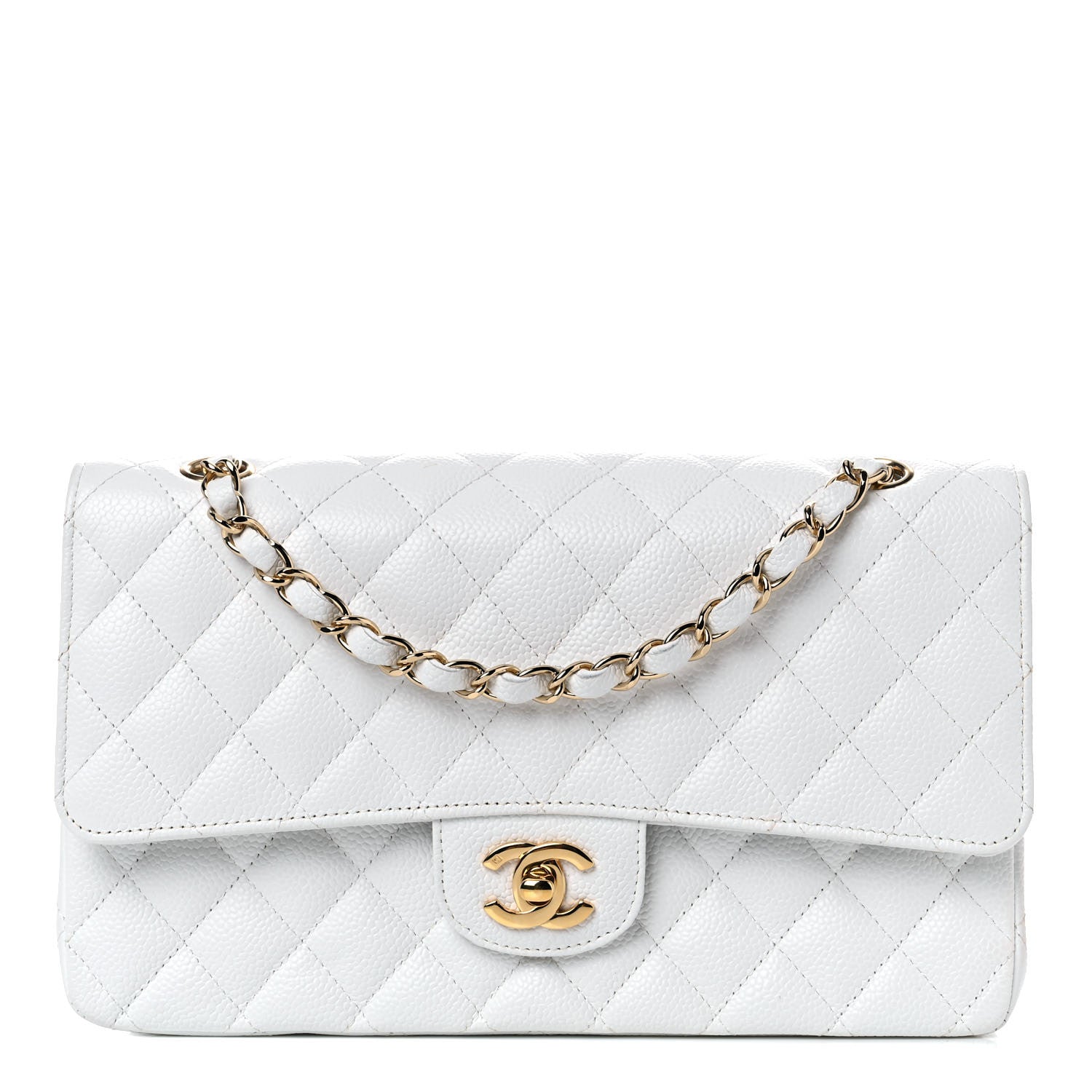 Chanel Caviar Quilted Medium Double Flap White 1 of 16