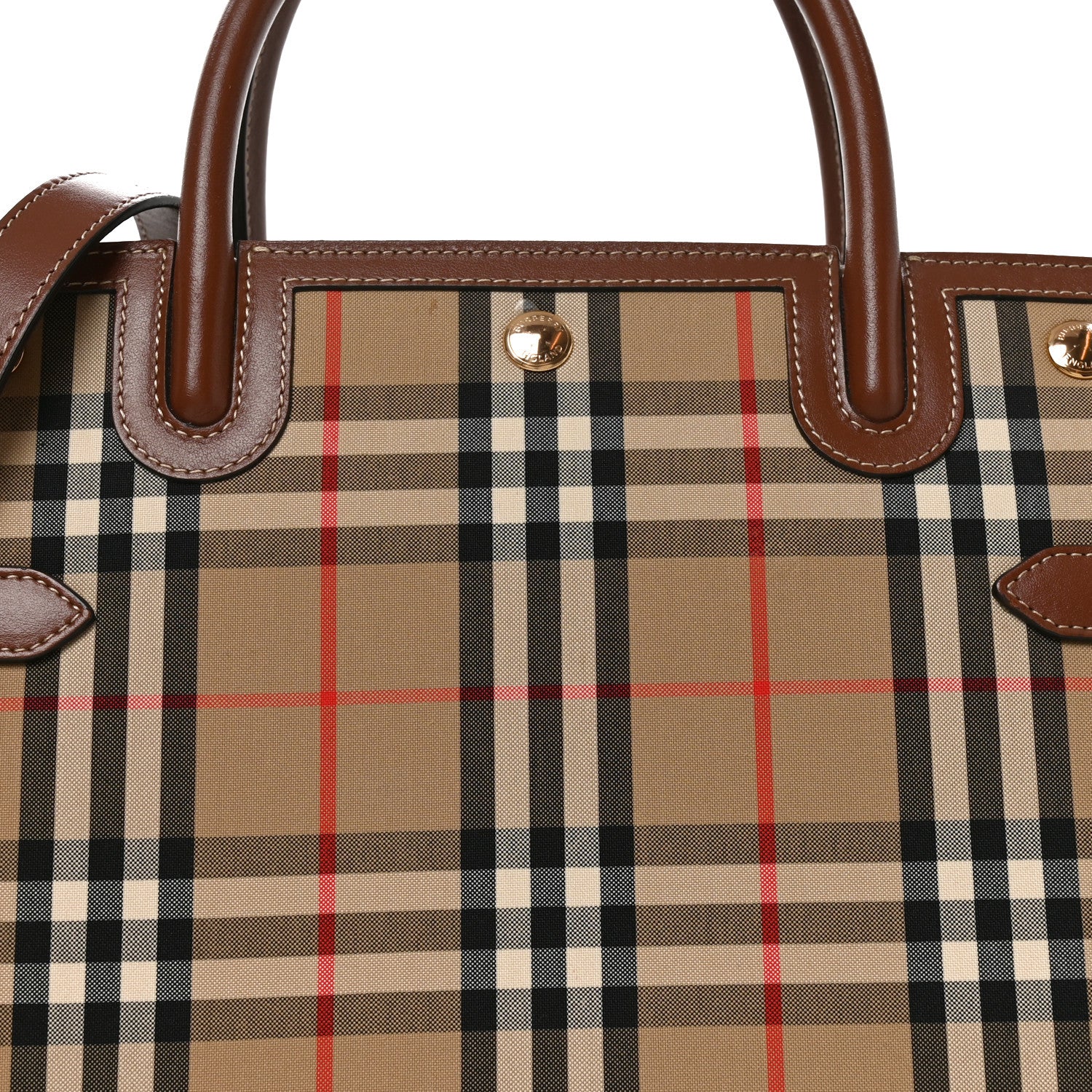 Burberry Calfskin Vintage Check Two Handle Title Bag Archive Beige 13 of 17