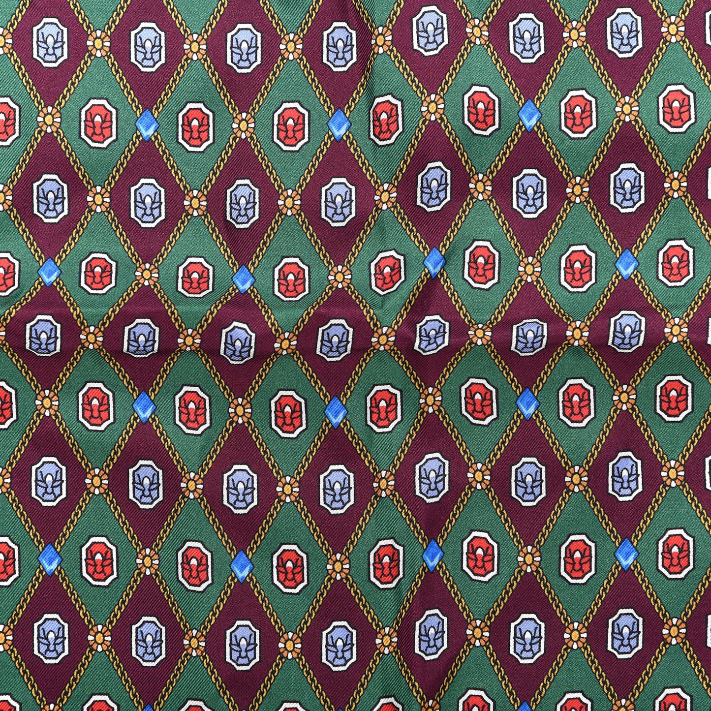 Silk Argyle Chain Print Scarf Red