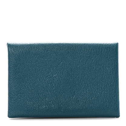 Hermes Chevre Mysore Calvi Card Case Vert Bosphore 1 of 10