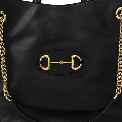 Gucci Calfskin Large Horsebit 1955 Tote Bag Black 8 of 11
