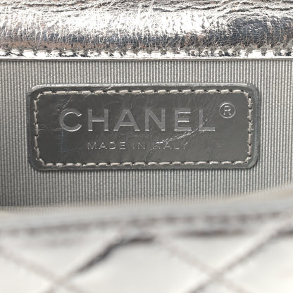 Chanel Metallic Goatskin Quilted North South Boy Flap Silver 6 of 12