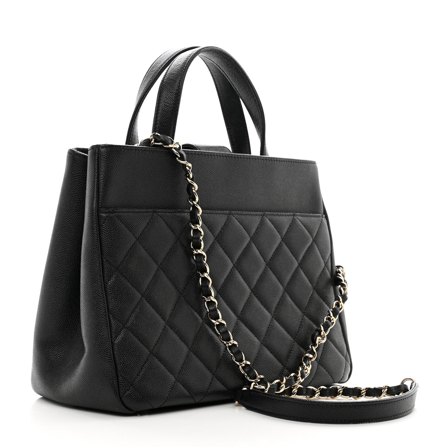 Caviar Quilted Small Business Affinity Shopping Bag Black