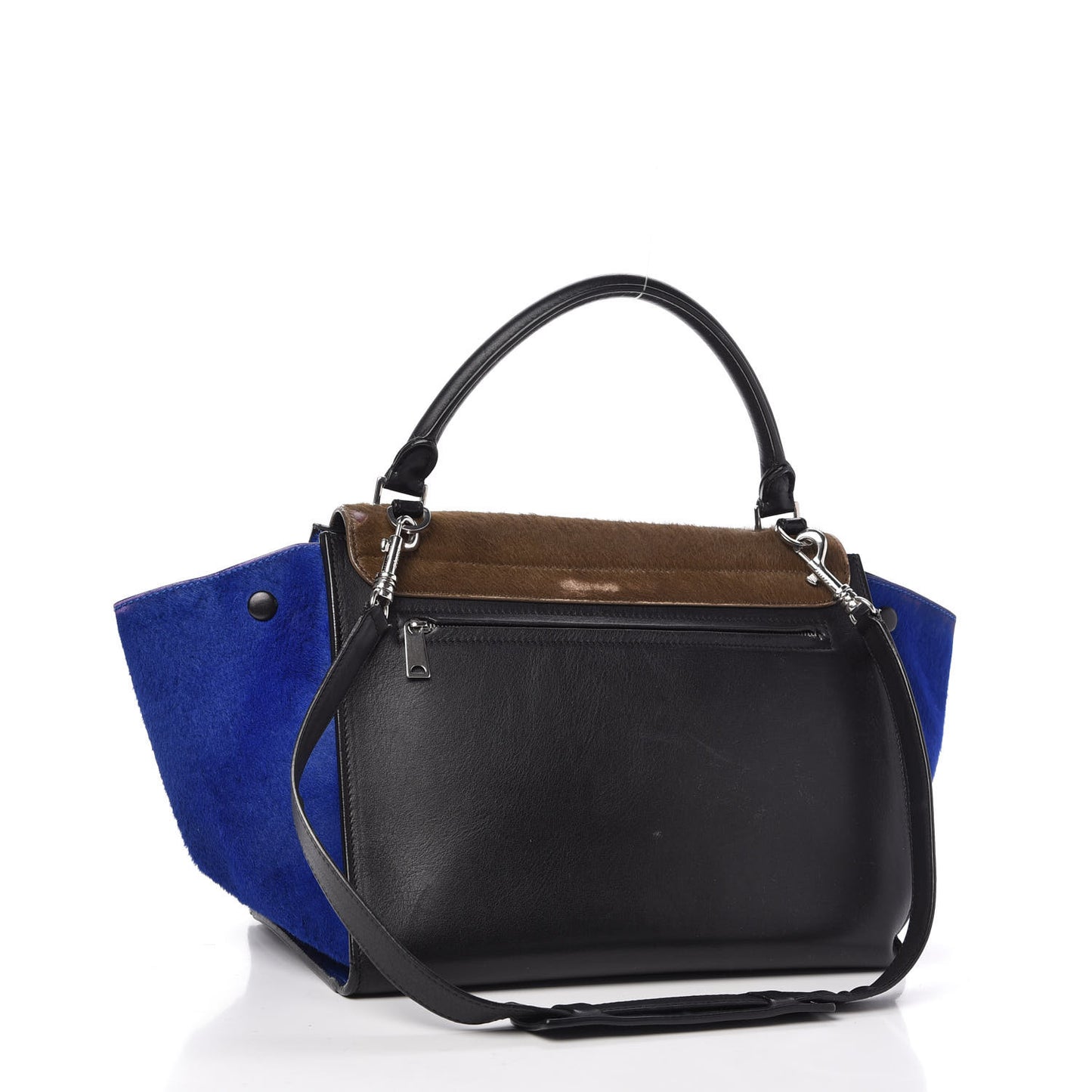 Pony Hair Smooth Calfskin Tri-Color Medium Trapeze Cobalt