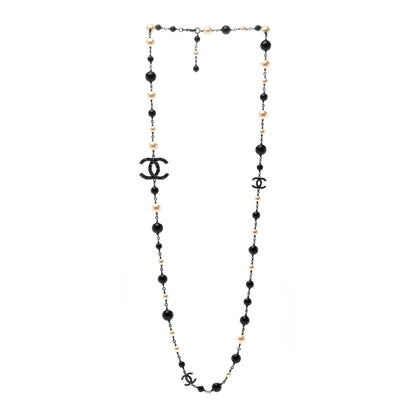 Chanel Pearl Beaded CC Long Necklace Black 3 of 4