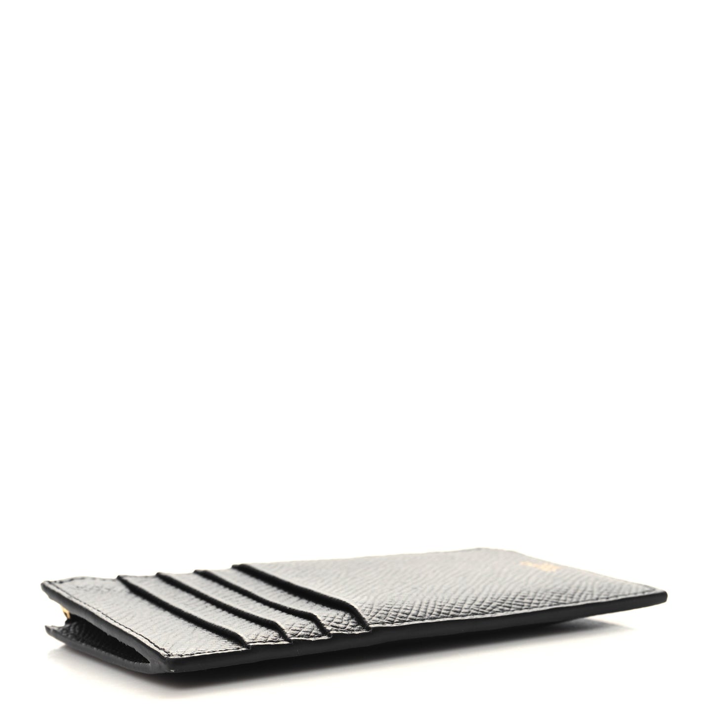 Grained Calfskin Zipped Card Holder Black