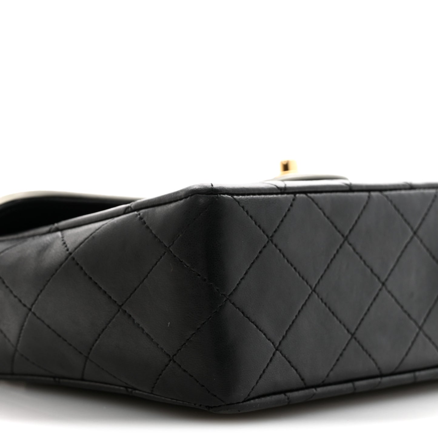 Lambskin Quilted Single Flap Black White