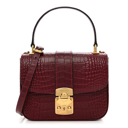 Miu Miu Crocodile Print Calfskin Top Handle Bag Rubino 1 of 9