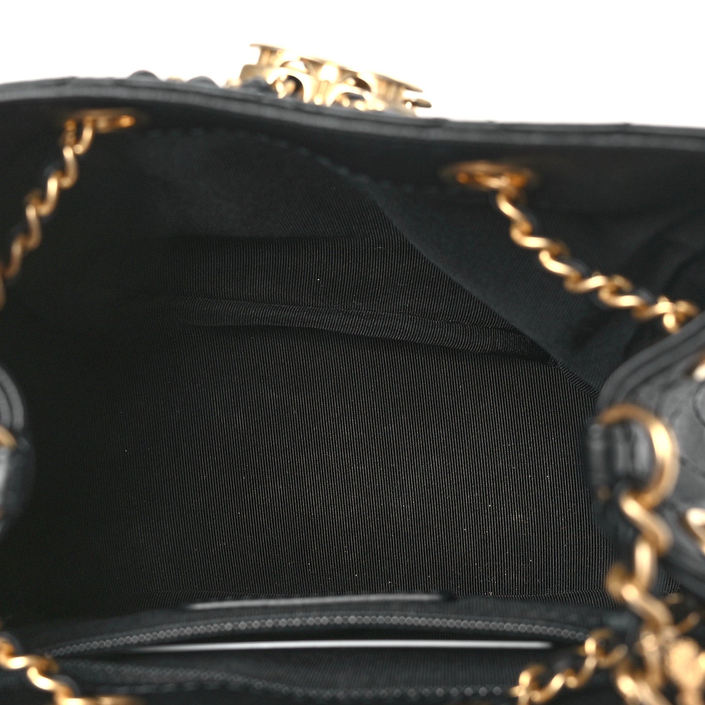 Calfskin Stitched Small Egyptian Amulet Drawstring Bag Black