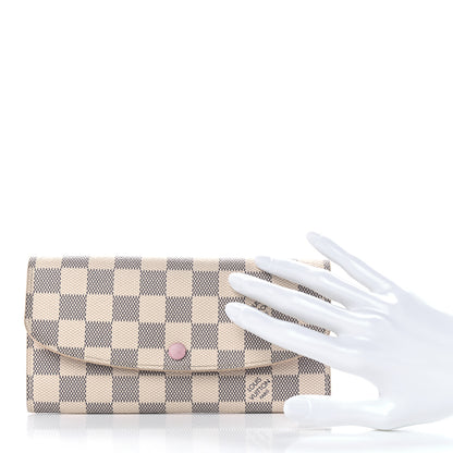 Louis Vuitton Damier Azur Emilie Wallet Rose Ballerine 2 of 11