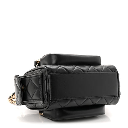 Chanel Shiny Crumpled Lambskin Quilted Small Preppy Pocket Camera Case Black 4 of 9