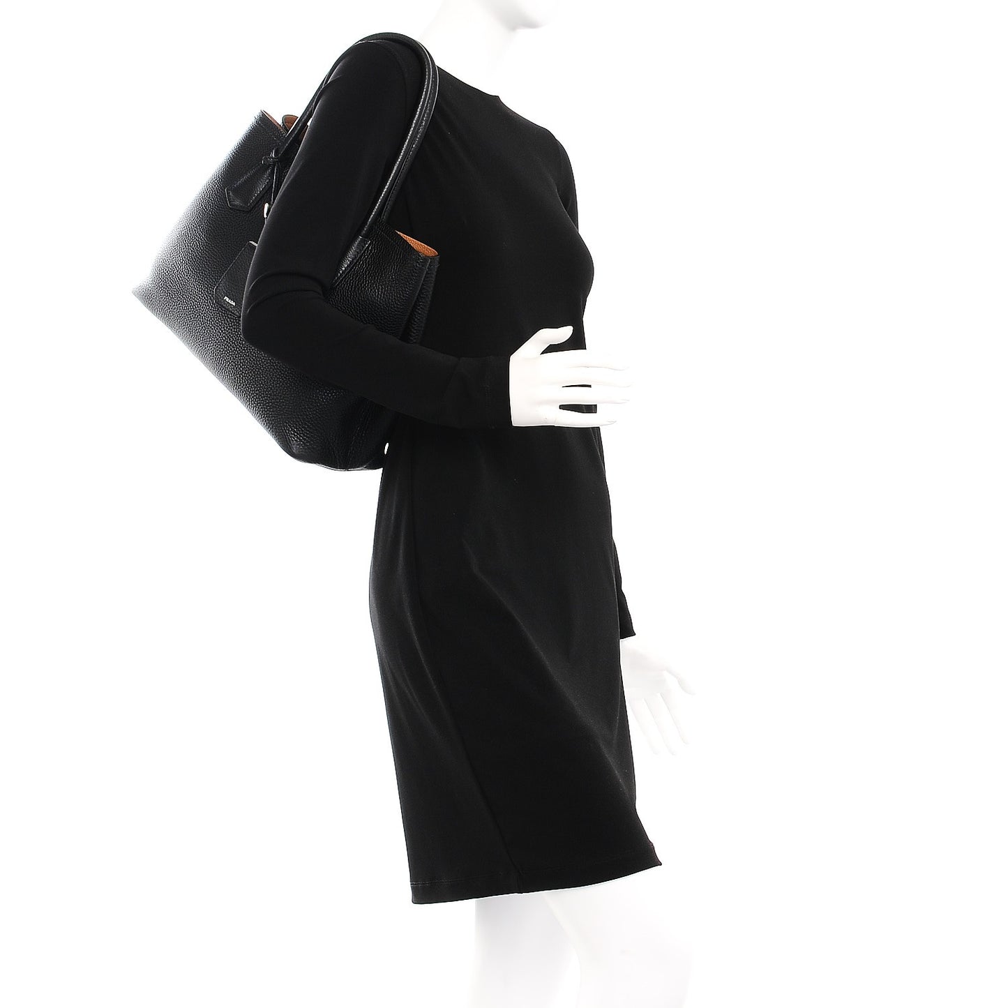 Vitello Daino Small Double Tote Black Cuoio