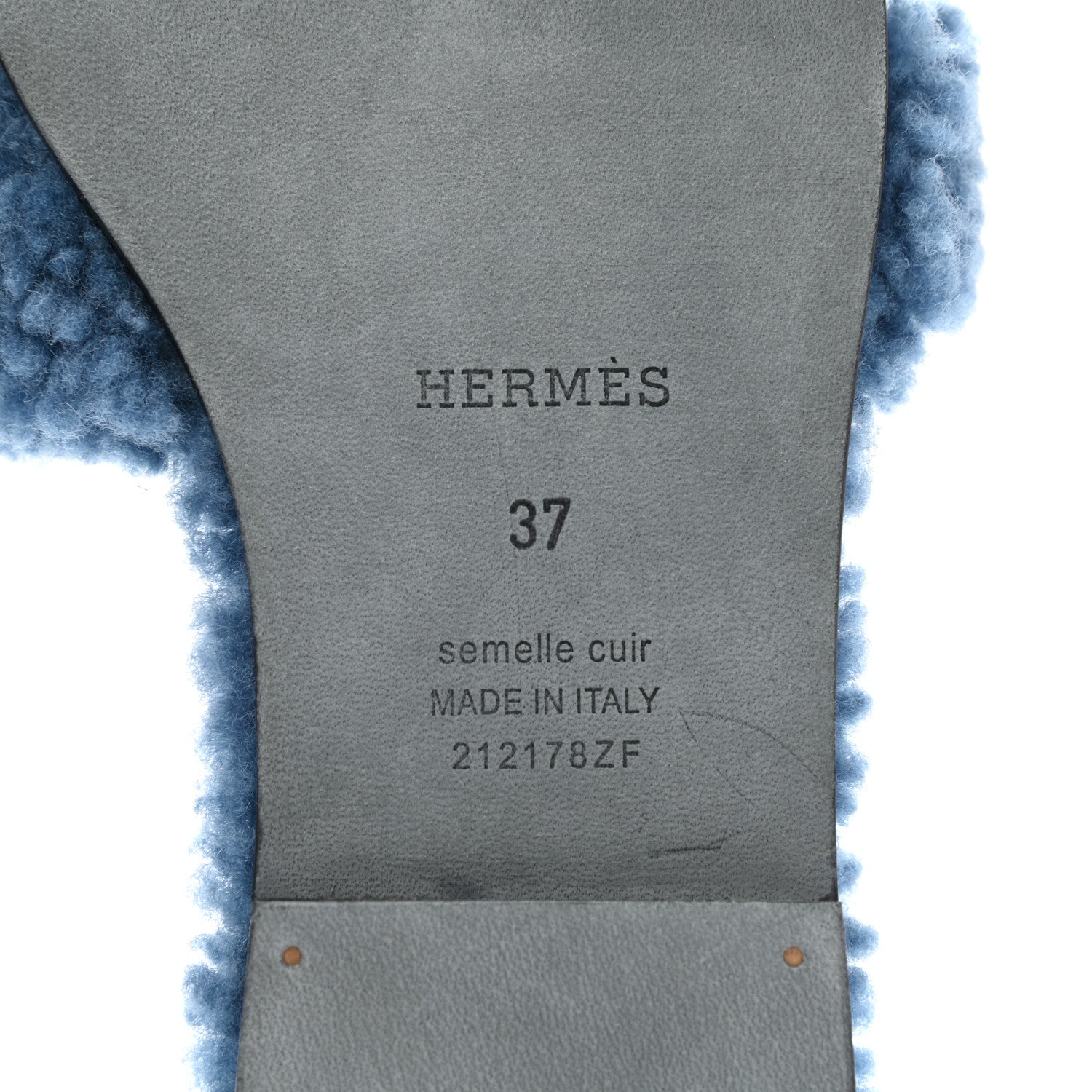 Hermes Woolskin Oran Sandals 37 Bleu 7 of 8