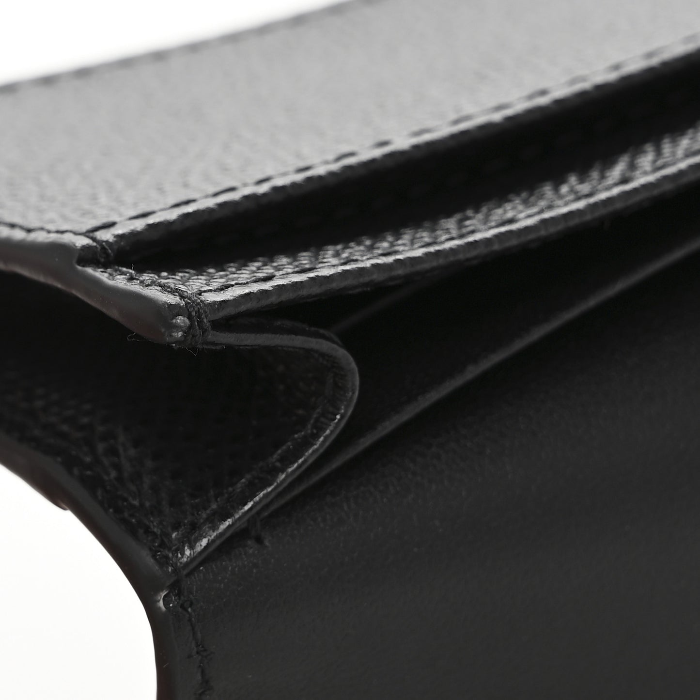 Grained Calfskin Saddle Card Holder Black