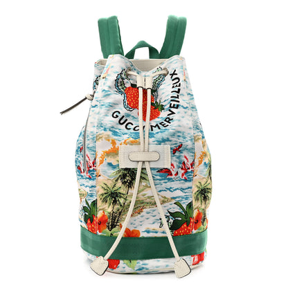 Gucci Nylon Merveilleux Strawberry Print Childrens Backpack Light Blue Red Dusty White 1 of 11