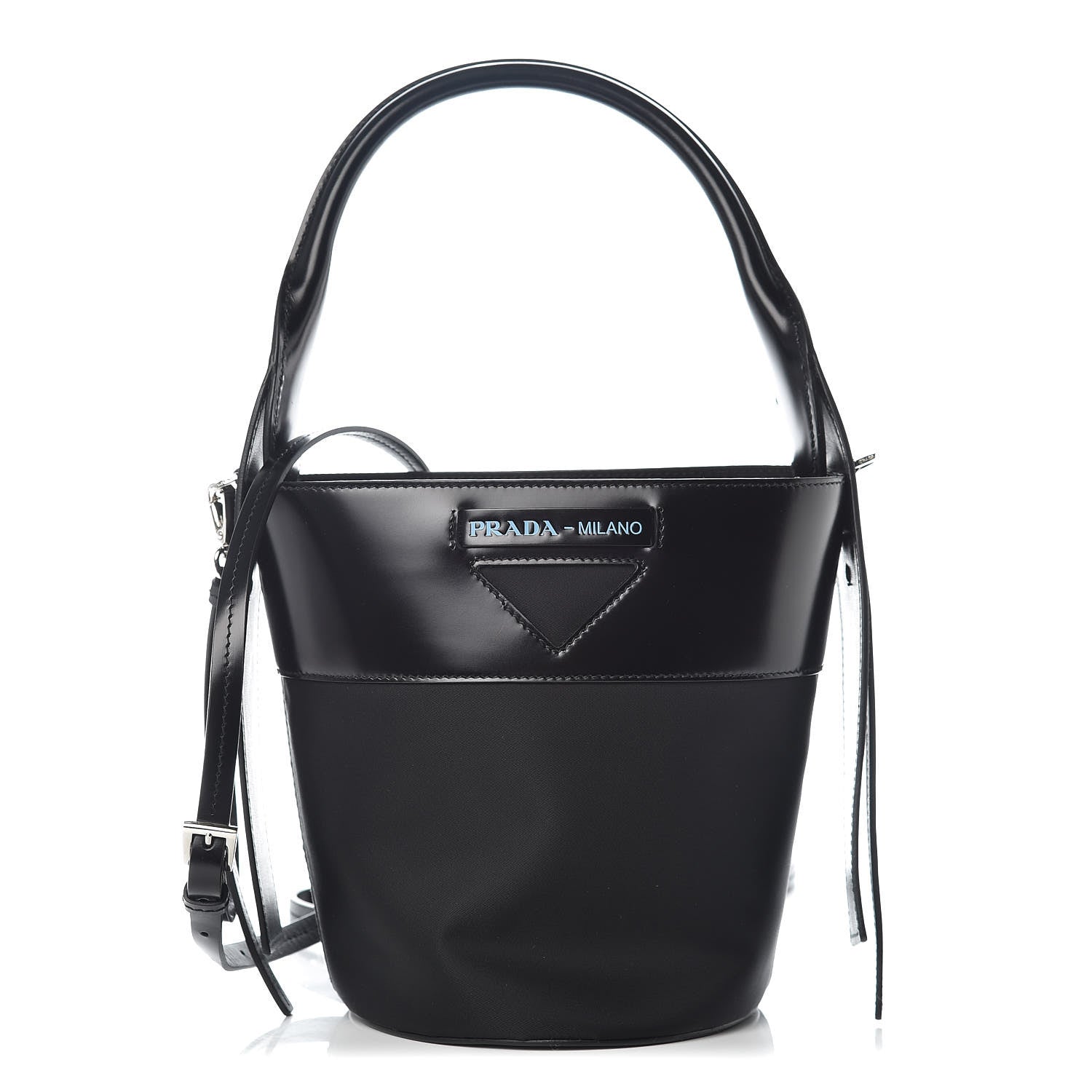 Prada Tessuto Spazzolato Ouverture Bucket Bag Black 1 of 10