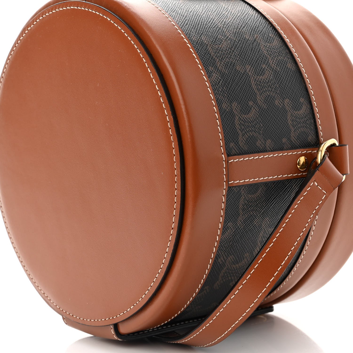 Celine Calfskin Triomphe Canvas Medium Tambour Bag Tan 10 of 10