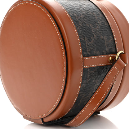 Celine Calfskin Triomphe Canvas Medium Tambour Bag Tan 10 of 10