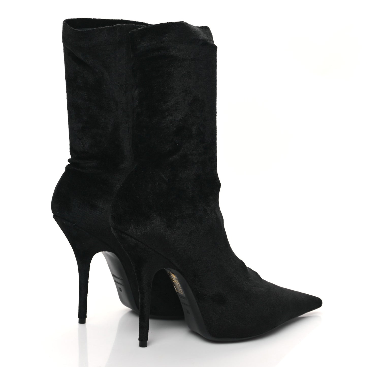 Velvet Spandex Extreme Pointed Toe Knife Ankle Boots 38 Black