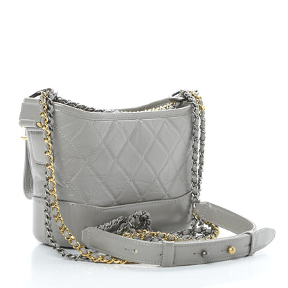 Chanel Aged Calfskin Quilted Small Gabrielle Hobo Grey 3 of 12