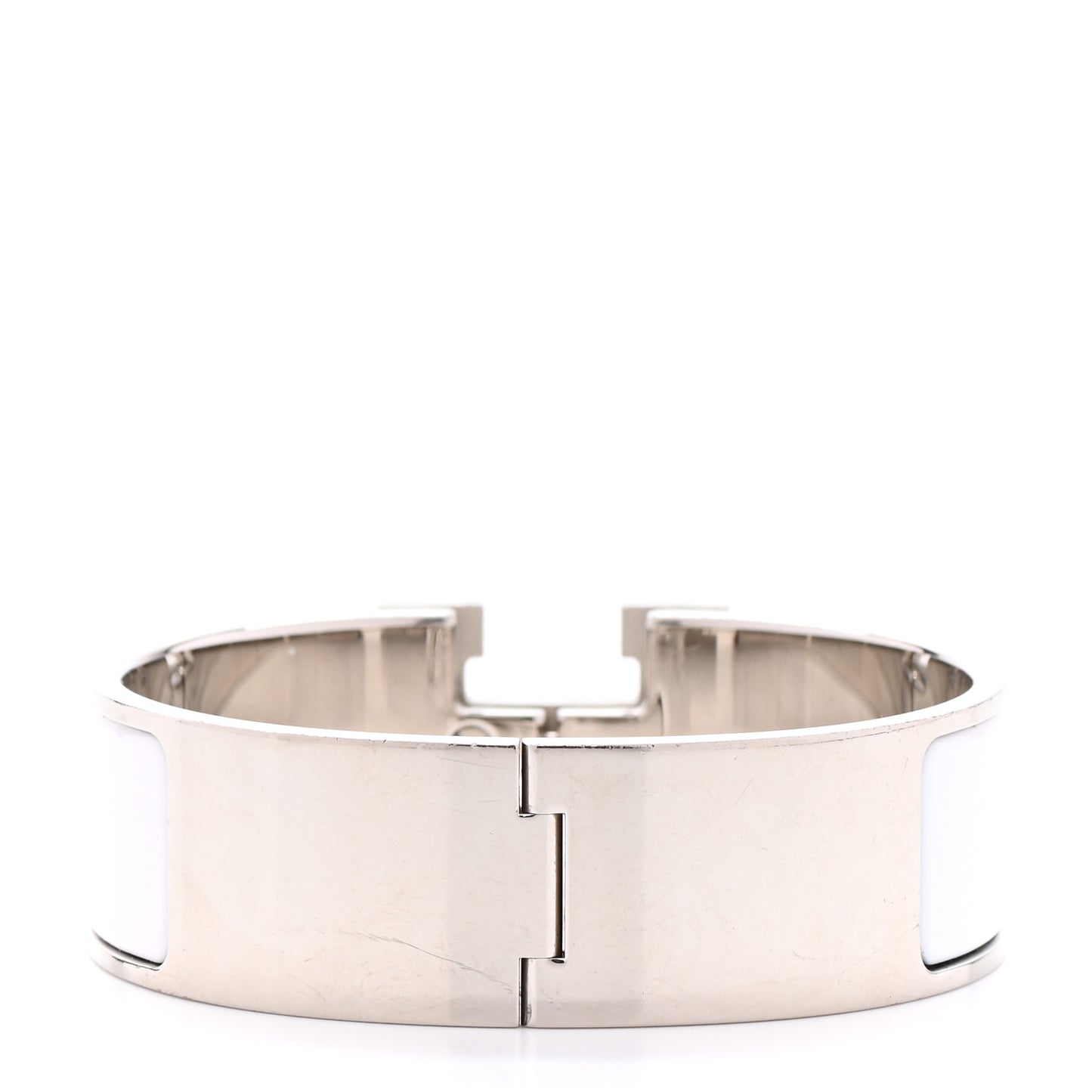 Enamel Wide Clic Clac H Bracelet GM White