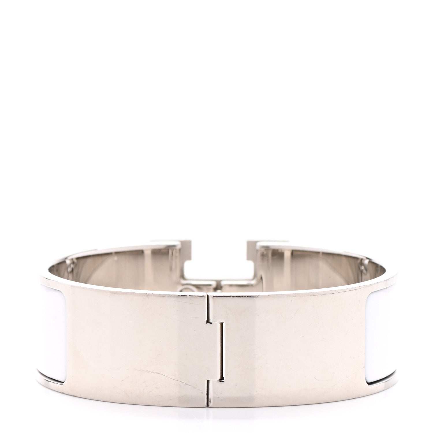Hermes Enamel Wide Clic Clac H Bracelet GM White 3 of 5