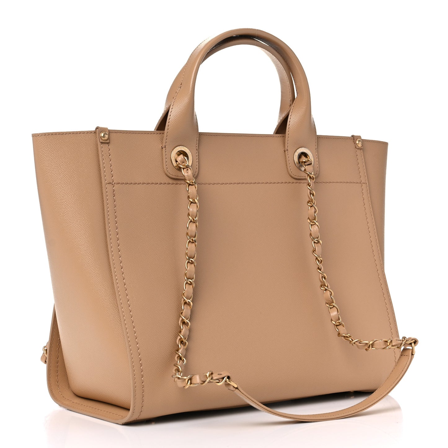 Caviar Small Studded Deauville Tote Beige