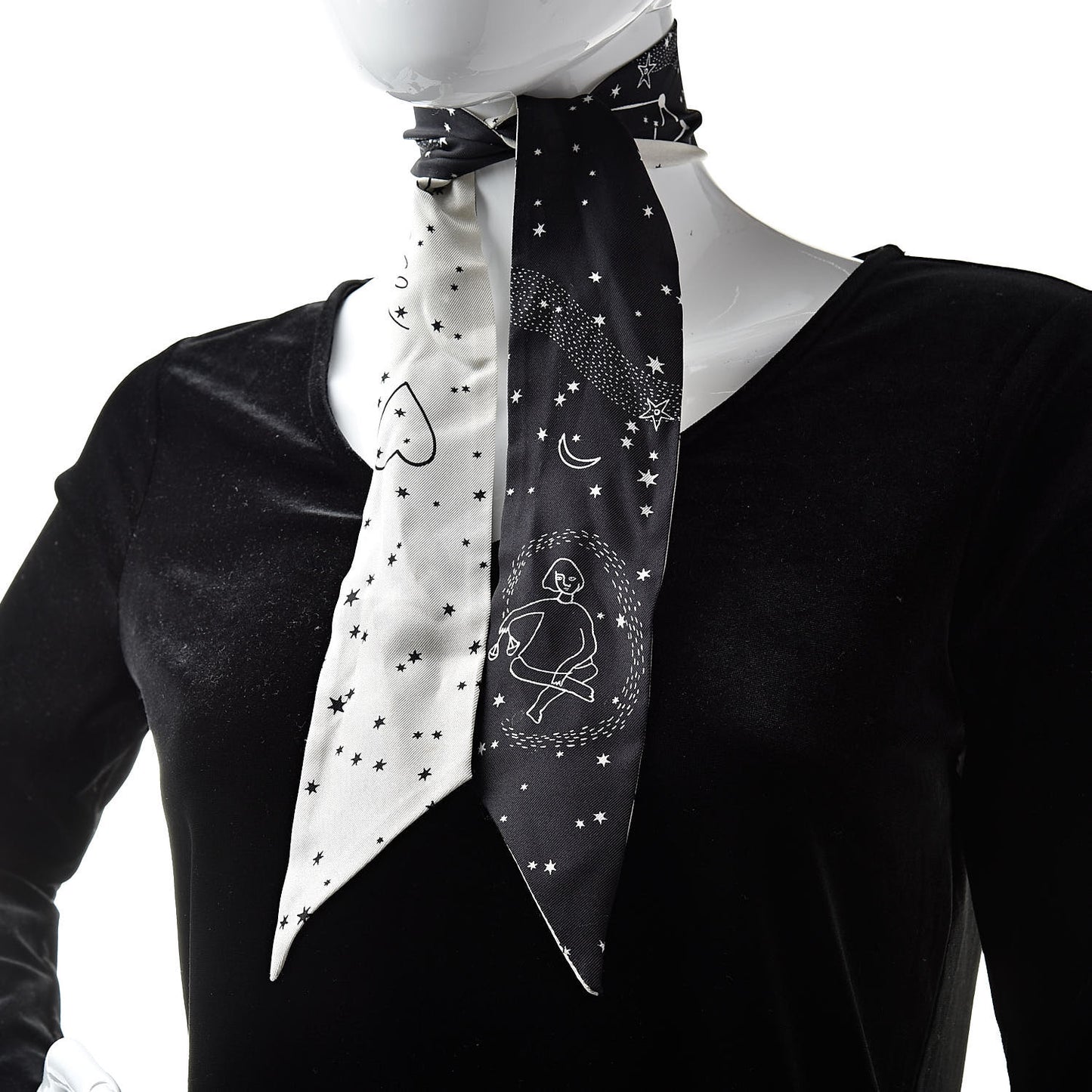 Silk Zodiac Libra Mitzah Scarf Black