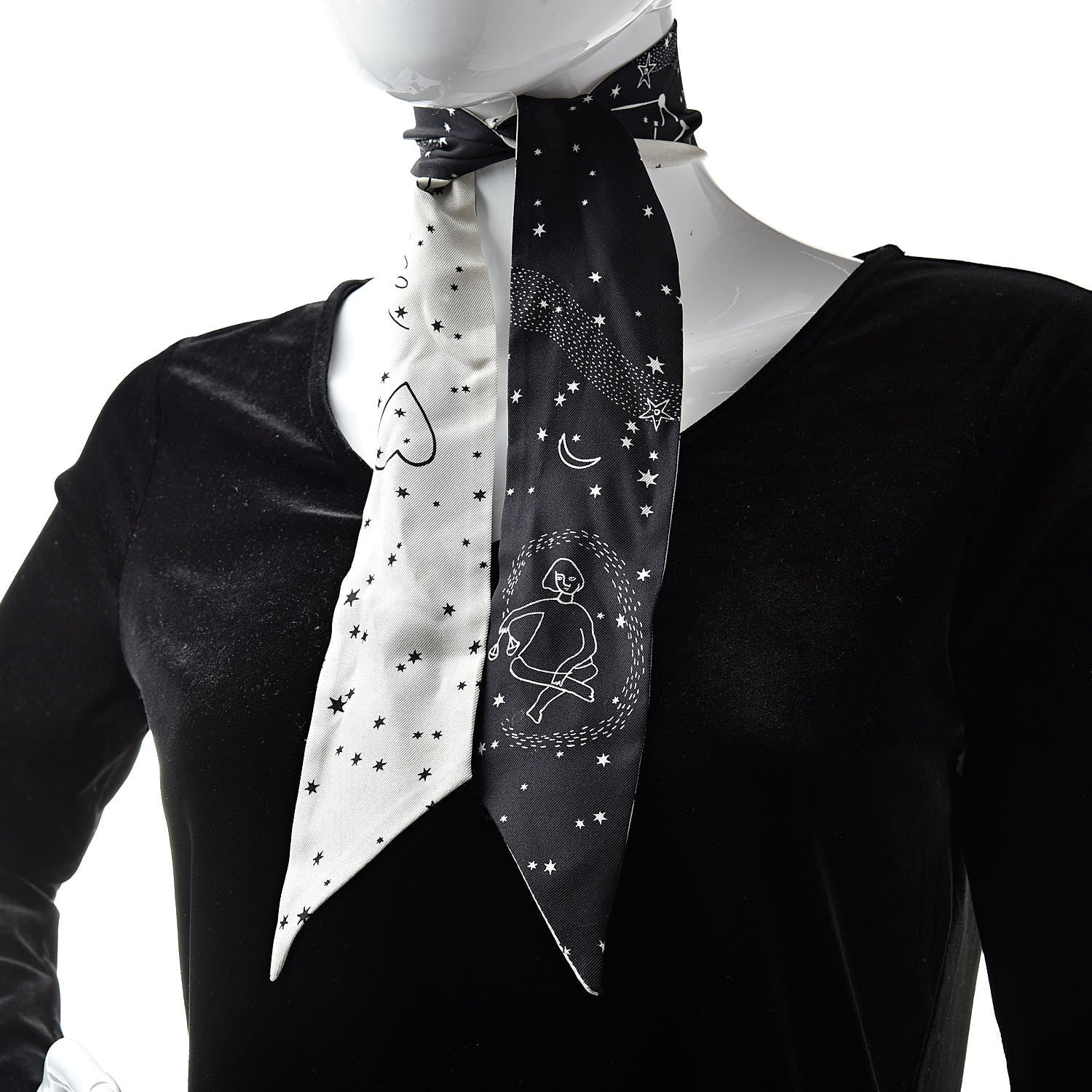 Christian Dior Silk Zodiac Libra Mitzah Scarf Black 2 of 6