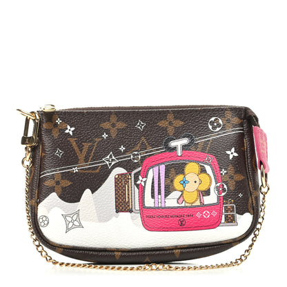Louis Vuitton Monogram 2019 Christmas Animation Mini Courchevel Pochette Accessories Fuchsia 1 of 10