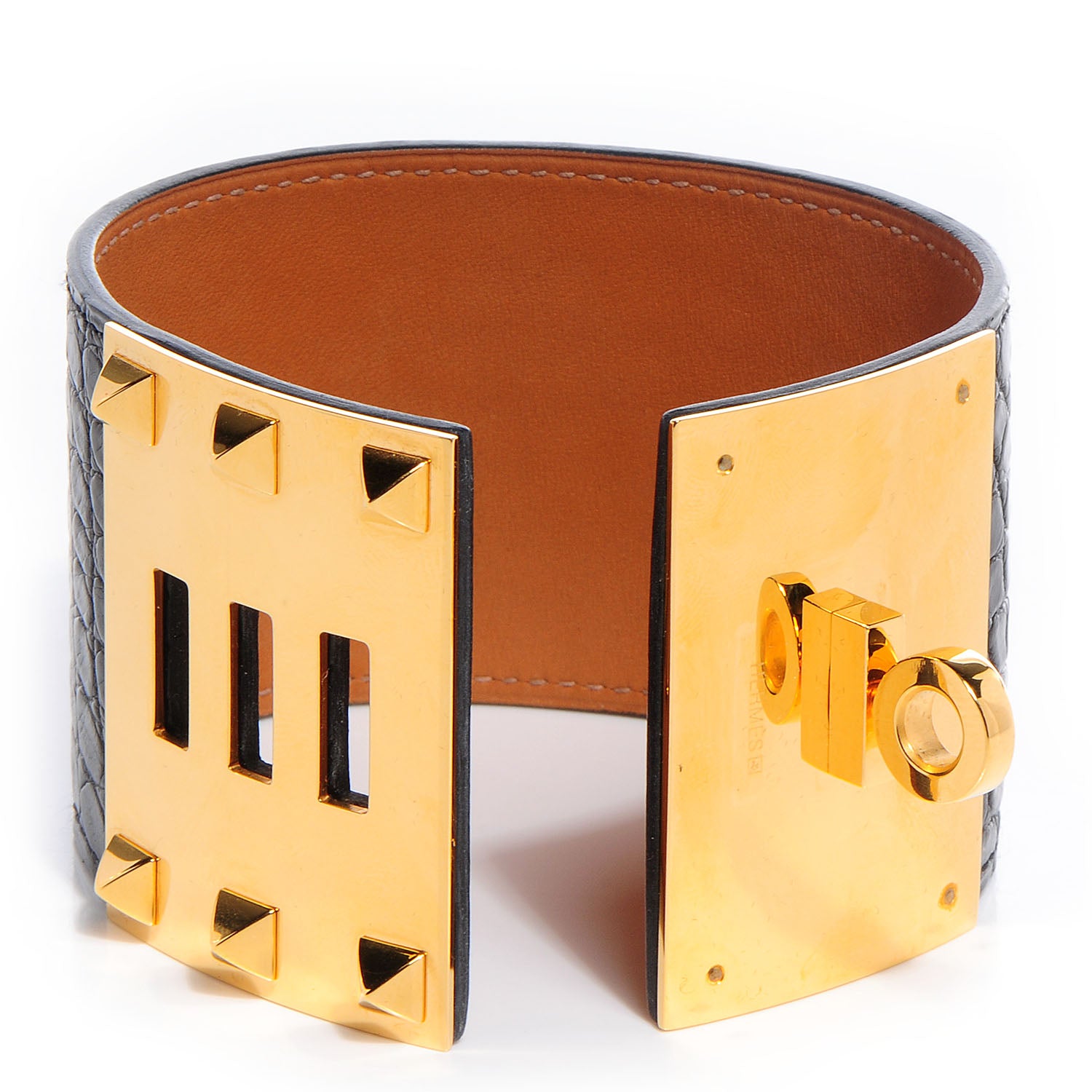 Hermes Matte Alligator Kelly Dog Extreme Bracelet Black Small 3 of 8