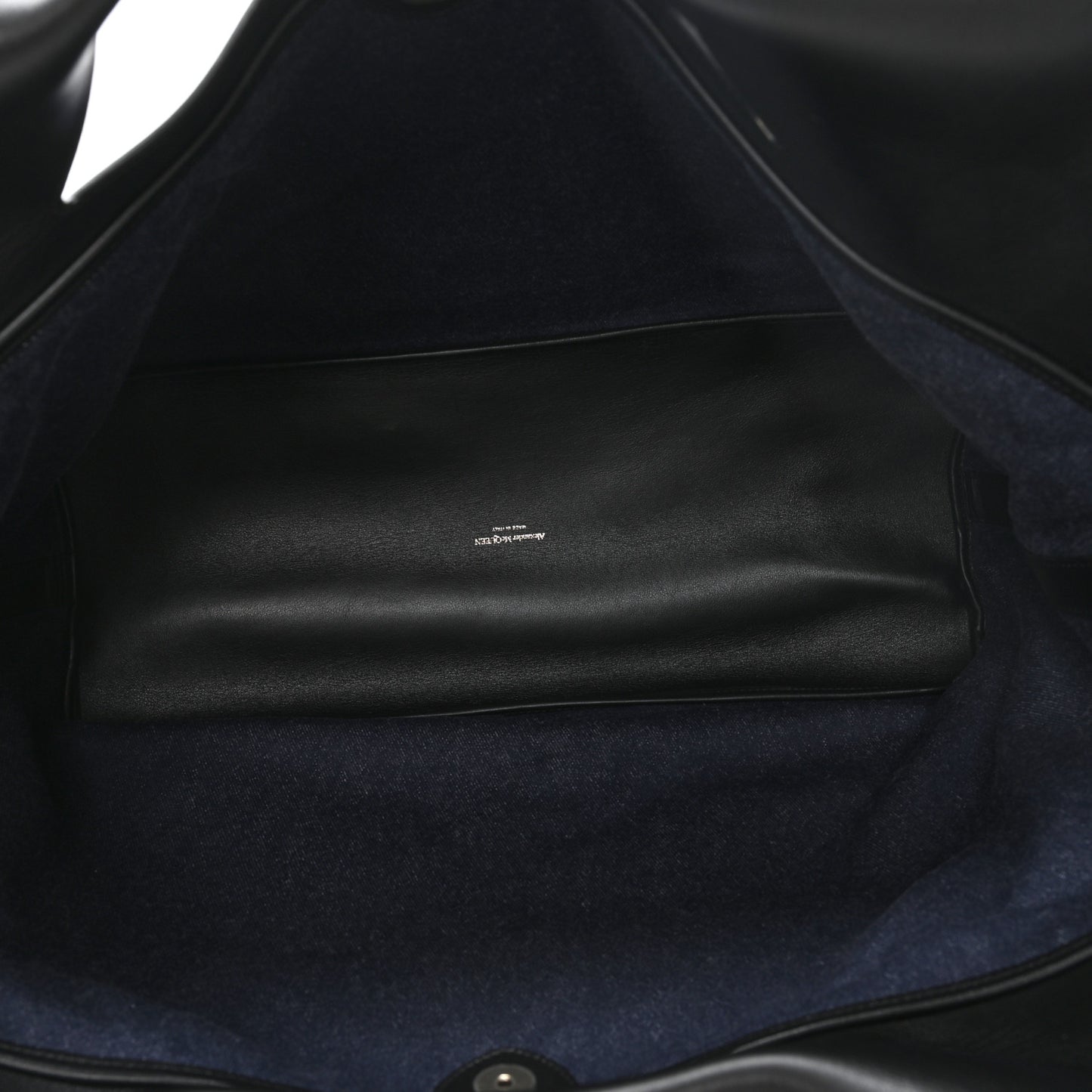 Calfskin Denim Large The Bow Bag Blue Black