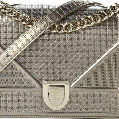 Christian Dior Metallic Patent Micro-Cannage Medium Diorama Flap Bag Gold 9 of 9