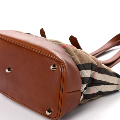 Burberry Canvas Quilted Nova Check Tote Brown 10 of 16