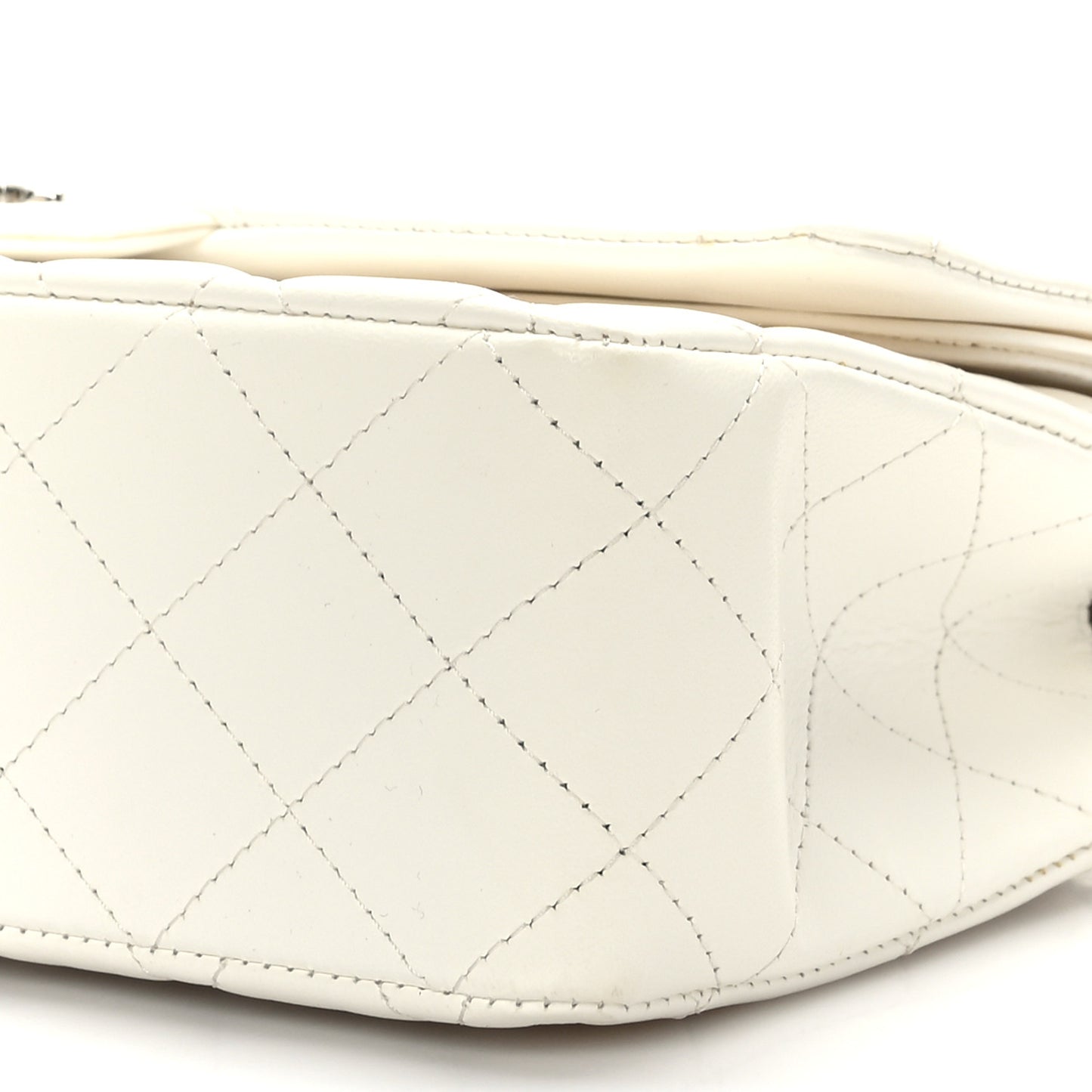 Lambskin Quilted Medium Double Flap White