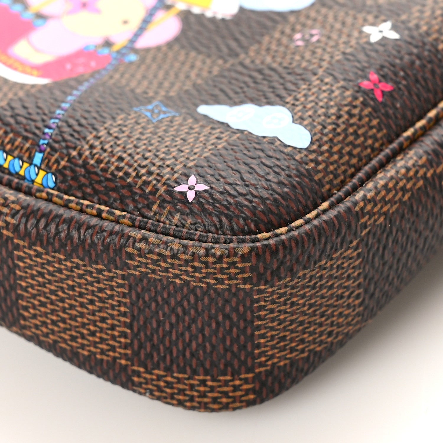 Louis Vuitton Damier Ebene 2020 Christmas Animation Big Wheel Mini Pochette Accessories Rose Ballerine 8 of 9