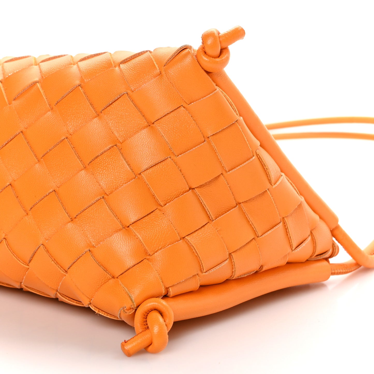 Nappa Intrecciato Pouch On Strap Tangerine