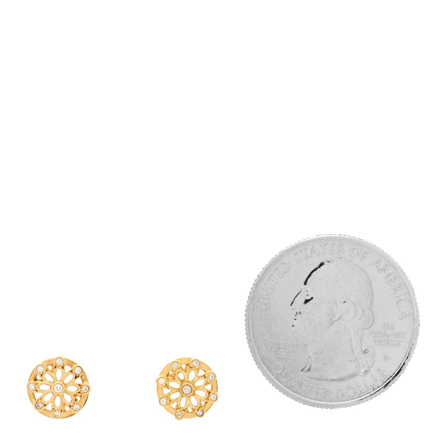 Tiffany 18K Yellow Gold Diamond Flower Stud Earrings 2 of 5