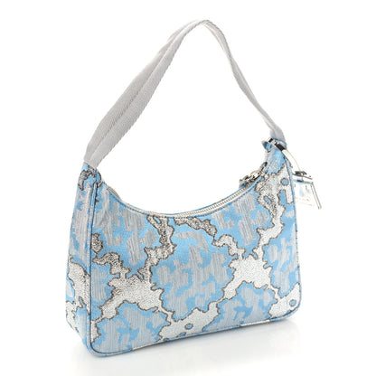 Prada Broccato Mini Re-Edition 2000 Bag Blue 3 of 8