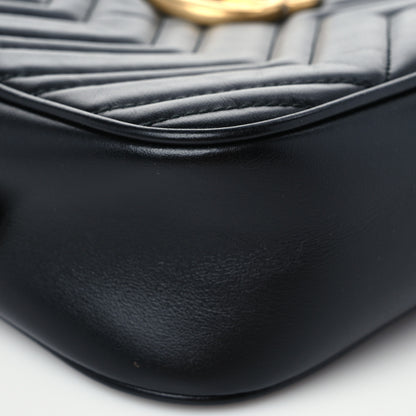 Gucci Calfskin Matelasse Small GG Marmont Chain Shoulder Bag Black 8 of 11