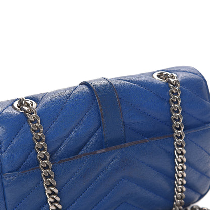 Saint Laurent Sheepskin Matelasse Chevron Monogram Classic Baby Chain Bag Blue Majorelle 17 of 20