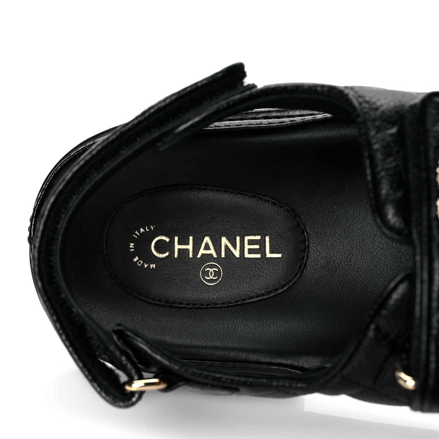 Grained Calfskin Velcro Dad Sandals 40 Black